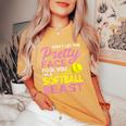 Softball Girl With Pretty Face Women's Oversized Comfort T-Shirt Mustard