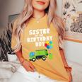 Garbage Truck Sister Birthday Boy Balloons Birthday Party Camiseta extragrande cómoda para mujer Mustard