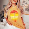 Girl Silhouette Ballet Dance Sunset Retro Ballerina Camiseta extragrande cómoda para mujer Mustard