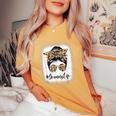 Grammy Life Bleached Leopard Messy Bun Mother's Day Women's Oversized Comfort T-Shirt Mustard