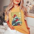 The Great Wave Off Kanagawa Coucher De Soleil Rétro Dragon Japonais T-shirt oversize confortable pour femme Mustard