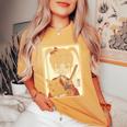 Japanese Gothic Kawaii Anime Samurai Cat Mom Woman Girls Women's Oversized Comfort T-Shirt Mustard