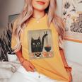 Kawaii Cat Eating Sushi Japanese Anime Cute Sushi Cat Girls Women's Oversized Comfort T-Shirt Mustard