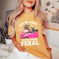 Get In Loser We’Re Going Feral Raccoon Opossum Meme Women's Oversized Comfort Colors T-Shirt Mustard