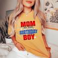 Matching Family Mom Of The Birthday Boy Spider Web Women's Oversized Comfort T-Shirt Mustard