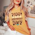 Mom And Dad Birthday Boy Dog Family Matching Women's Oversized Comfort T-Shirt Mustard