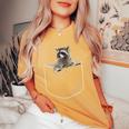 Pocket Raccoon Women's Oversized T-Shirt - Casual Comfort Mustard