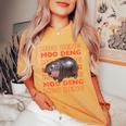 Pygmy Bouncy Pig In Thai Men Women Costume Moo Deng Women's Oversized Comfort Colors T-Shirt Mustard