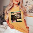 Raccoon Meme Comfort Tee for Women | Ironic & Oversized Fit Mustard