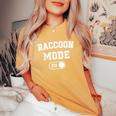 Raccoon Mode Women's Oversized T-Shirt - Fun Animal Lover Style Mustard