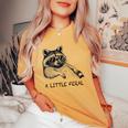 Raccoon Moon Women's Oversized Comfort T-Shirt | Unique Animal Design Mustard