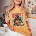 Raccoon Ramen Women's Tee - Anime-Inspired Oversized Comfort Mustard