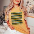 Reindeer And Christmas Tree Knit Pattern Women's Oversized Comfort Colors T-Shirt Mustard Reindeer And Christmas Tree Knit Pattern Women's Oversized Comfort Colors T-Shirt Mustard