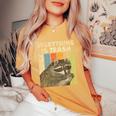 Retro Raccoon Camping Lover Shirt - Women's Oversized Tee Mustard