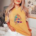 Retro Rock 'N' Roll Girl Música Rock Guitarrista Chica Camiseta extragrande cómoda para mujer Mustard