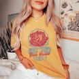 Rock Queenibes Guitarraintage Rose Rock Music Camiseta extragrande cómoda para mujer Mustard