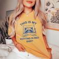 This Is My Rotting In Bed Shirt Raccoon Meme Sarcastic Women's Oversized Comfort Colors T-Shirt Mustard
