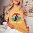 Save The Raccoon Retro Sunset Oversized Women's T-Shirt Mustard