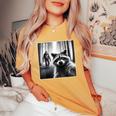 Scared Raccoon Selfie With Sasquatch Bigfoot Raccoon Women's Oversized Comfort Colors T-Shirt Mustard