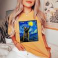 Starry Night Raccoon Women's T-Shirt - Van Gogh Art Charm Mustard