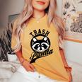 Trash Panda Women's T-Shirt - Raccoon Design, Oversized Fit Mustard