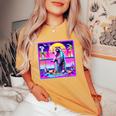 Vaporwave Raccoon Women's Oversized T-Shirt - Fun Retrowave Style Mustard