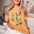 Vintage Botanicalintage Cactusintage Flower Botany Camiseta extragrande cómoda para mujer Mustard