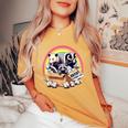 Vintage Street Cat & Wildlife Print | Women's Oversized Tee Mustard