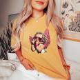 Cool Retro Cupid Leopard Peace Sign Valentines Day For Girls Women's Oversized Comfort T-Shirt Yam