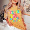 Feliz 100 Dias De Escuela Groovy 100 Days Spanish Teacher Women's Oversized Comfort T-Shirt Yam