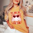 Retro Groovy Valentines Day Girl Valentine Vibes Women's Oversized Comfort T-Shirt Yam