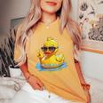 Retro Groovy Yellow Rubber Duck Peace Duck Lovers Women's Oversized Comfort T-Shirt Yam