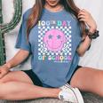 100Th Day Of School Vibes Cute Groovy 100 Days Of School Kid Women's Oversized Comfort T-Shirt Blue Jean