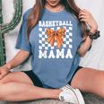 Basketball Mama Coquette Bow Game Day Sports Lover Mom Women's Oversized Comfort T-Shirt Blue Jean