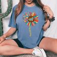 Border Collie Mom Sunflower Dog Paw Colorful Women's Oversized Comfort T-Shirt Blue Jean