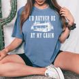 Cabin Mountain Life Nature Forêt Chasse Pêche Cadeau T-shirt oversize confortable pour femme Blue Jean