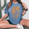 Calavera Khokhloma Camiseta extragrande cómoda para mujer Blue Jean