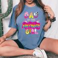 Dad Of The Birthday Girl Family Pig Party Decorations Women's Oversized Comfort T-Shirt Blue Jean