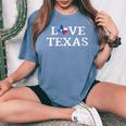 Êtements D'artintage Du Drapeau De L'état Du Texas En Détresse Love Texas T-shirt oversize confortable pour femme Blue Jean