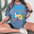Brother Of The Birthday Family Shark Birthday Boy Girl Women's Oversized Comfort T-Shirt Blue Jean