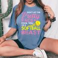 Softball Girl With Pretty Face Women's Oversized Comfort T-Shirt Blue Jean