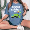 Garbage Truck Sister Birthday Boy Balloons Birthday Party Camiseta extragrande cómoda para mujer Blue Jean