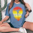 Girl Silhouette Ballet Dance Sunset Retro Ballerina Camiseta extragrande cómoda para mujer Blue Jean