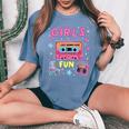 Girls Just Wanna Have Fun 80S Classic Retro Vibe Celebration Women's Oversized Comfort T-Shirt Blue Jean