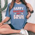 Happy Valentines Day Bruh Heart Love Valentine Boys Girls Women's Oversized Comfort T-Shirt Blue Jean
