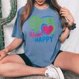 Line Dancing Hace Mi Corazón Feliz Danza Cuello Camiseta extragrande cómoda para mujer Blue Jean