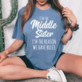 Middle Sister The Reason We Have Rules Matching Sister Camiseta extragrande cómoda para mujer Blue Jean