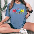 Mom Of The Birthday Boy Choo Choo Train Family Matching Women's Oversized Comfort T-Shirt Blue Jean