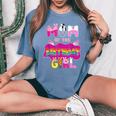 Mom Of The Birthday Girl Family Pig Party Decorations Women's Oversized Comfort T-Shirt Blue Jean
