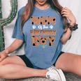 Mom And Dad Birthday Boy Dog Family Matching Women's Oversized Comfort T-Shirt Blue Jean